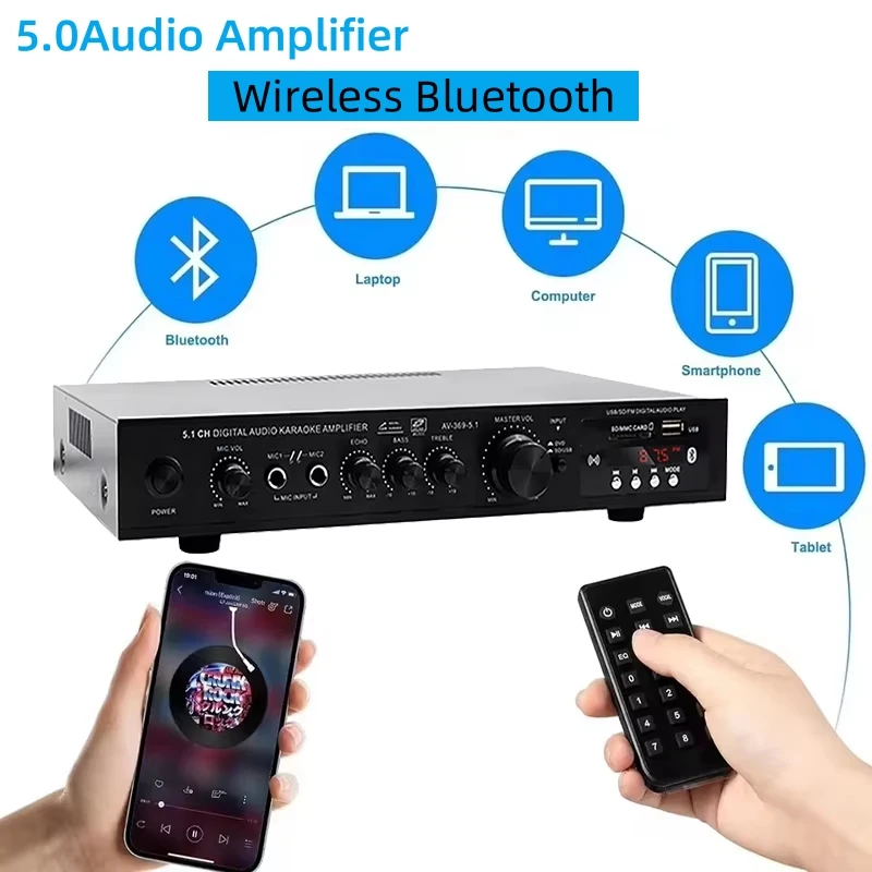 Home Cinema Onkyo 5.1 - AV-369BT Bluetooth 5.1 Sound Speaker AMP