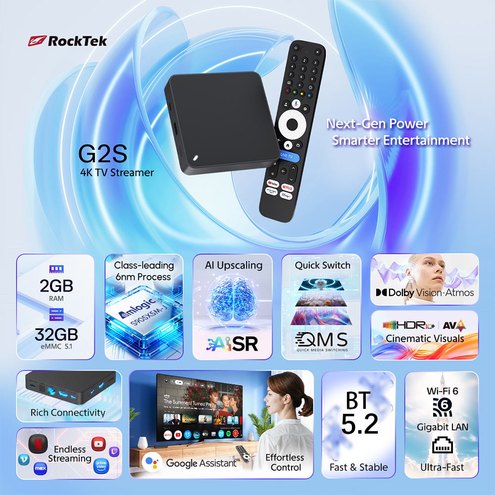 RockTek G2S UHD Google TV Box  - Home Cinema Dolby Atmos 评论和价格