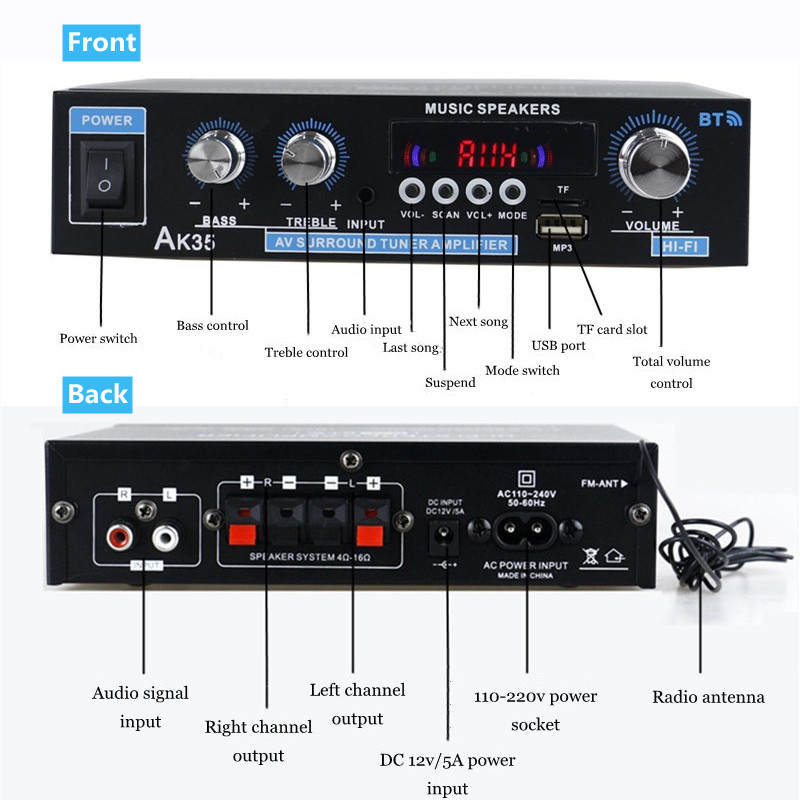 AK35 AK380 800W Home Power Amp - Home Cinema Bluetooth 评论和价格
